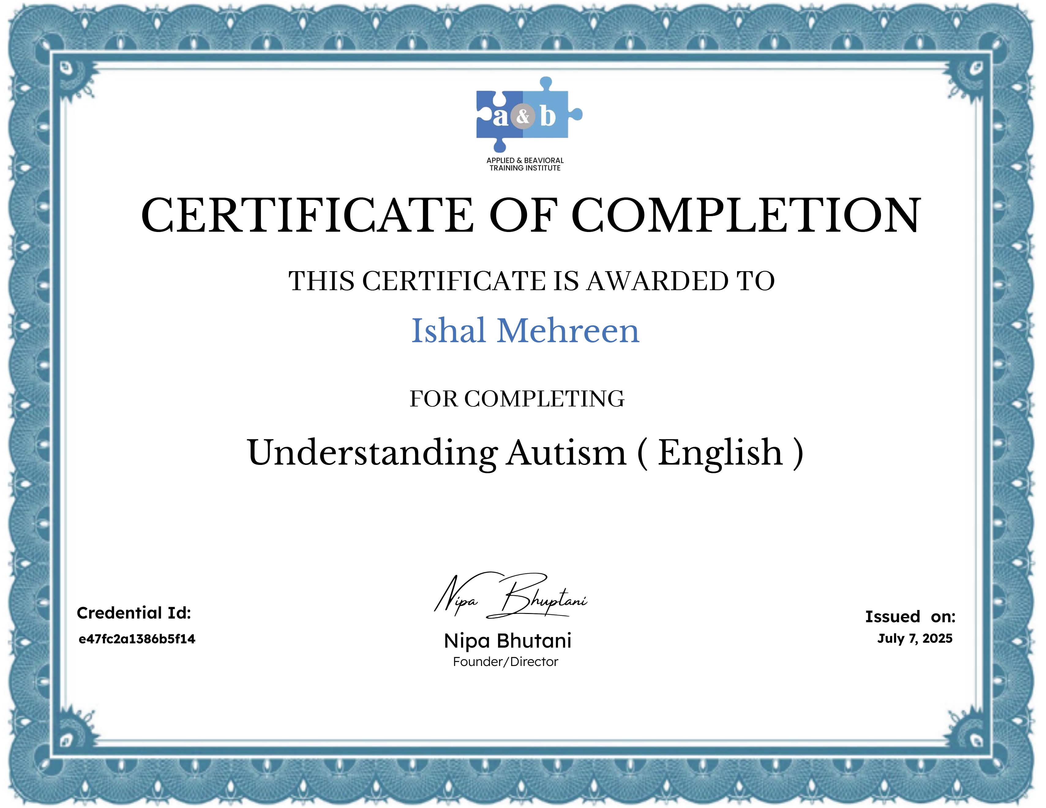 Understanding Autism ( English )